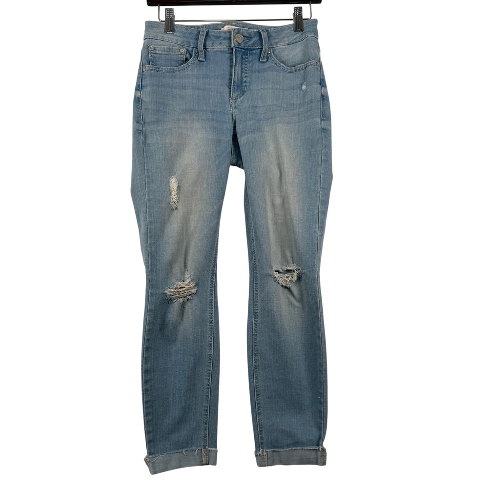 Lauren Conrad Women 4 Skinny Jeans Light Wash Distressed Frayed Hem Grunge Indie